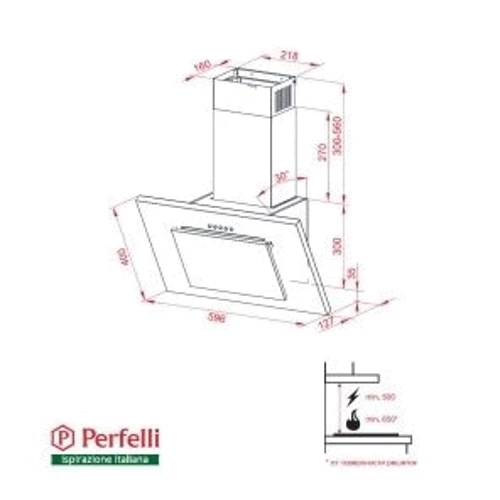 Вытяжка Perfelli DN 6671 A 1000 BL: Тип воздухоочистителя Рециркуляция, Отвод