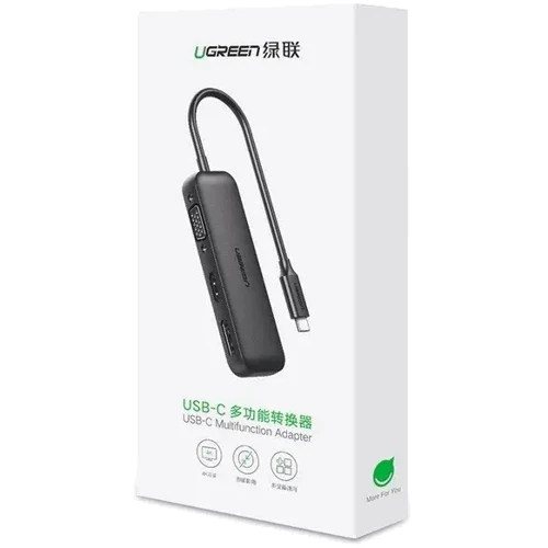 Адаптер Ugreen Adapter CM260 USB-С to VGA+HDMI+DP Black (60568): Цвет черный