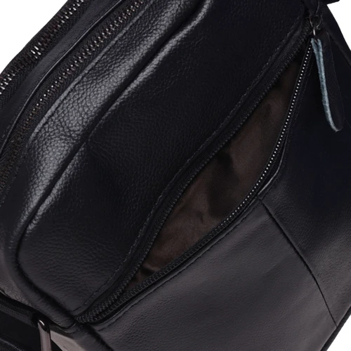 Мужская сумка через плечо Borsa Leather черная (K11169a-black): Тип ручки Плечевой ремень, Без ручки