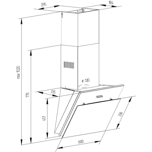 Вытяжка Pyramida NR-MG 60 SYE-15 BL: Рекомендуемая площадь помещения (при высоте 2,7 м), м² 20.5-28.5