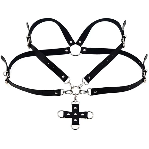 Портупея с фиксатором Women's PU Leather Chest Harness Caged Bra RED