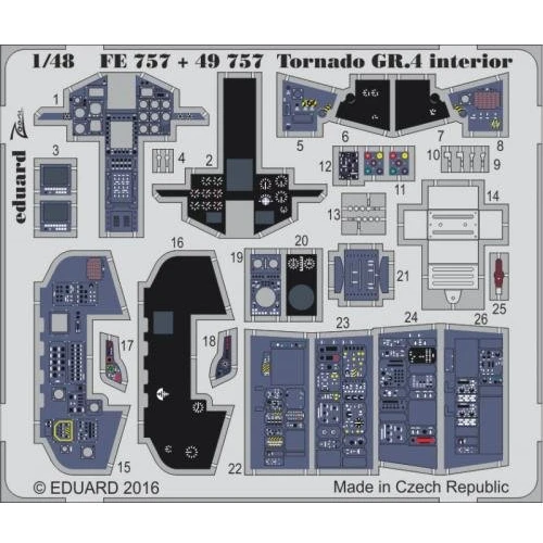 Фототравление Eduard 1/48 Истребитель Tornado GR.4, интерьер (Revell) (EDU-FE757)