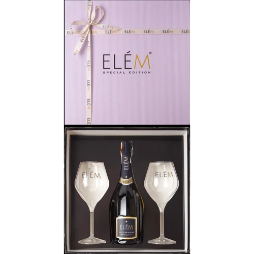 Ігристе Elem Prosecco DOCG Valdobbiadene Superior біле 0.75л + 2 glasses gift box (BWR6527)
