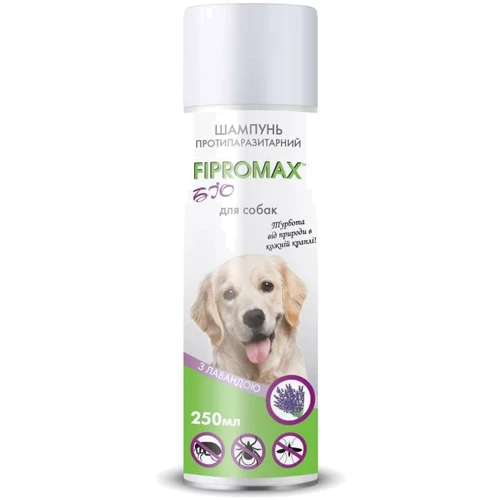 Шампунь Fipromax Bio от блох и клещей для собак средних и крупных пород с лавандой 250 мл (НФ-00002022 (FB-018))