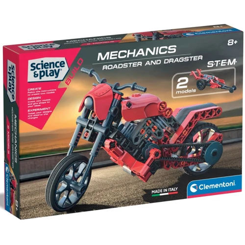 Конструктор 2 в 1 Clementoni "Roadster & Dragster Science & Play 130 деталей (8005125750795)