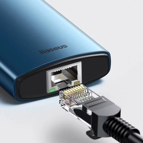 Адаптер Baseus Adapter USB-C to 3xUSB3.0+HDMI+RJ45+USB-C+TF+SD Blue (WKWG000103) фото 6