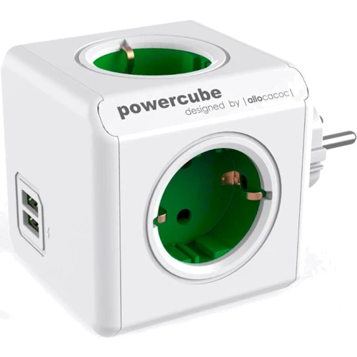 Сетевой фильтр Allocacoc Powercube Original USB Green (1202GN/DEOUP)