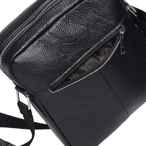 Мужская сумка через плечо Keizer черная (K15206-black): Фактура Матовая, Зернистая