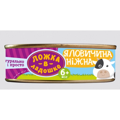 М'ясне пюре Ложка в долоньці телятина, 100 г ж / б (з 6 міс.)