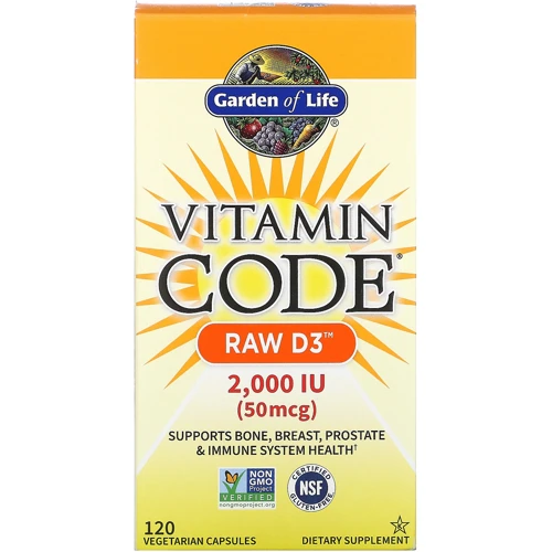 Garden of Life Vitamin Code, RAW D3, 50 mcg (2,000 IU), 120 Vegetarian Capsules (GOL-11656)
