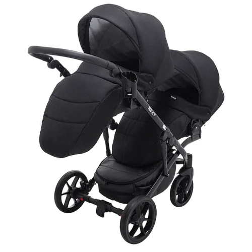 Коляска 2 в 1 для двійні Bair Next DUO Soft 02 чорний: Матеріал коліс полиуретан
