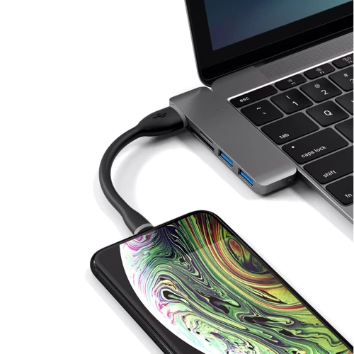 Кабель Satechi USB Cable to Lightning Flexible Charging 15cm Black (ST-FCL6B) фото 3