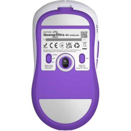 Мышь HATOR Quasar 2 Ultra 4K Wireless White/Lilac (HTM571WL): Максимальное разрешение сенсора, dpi 26000