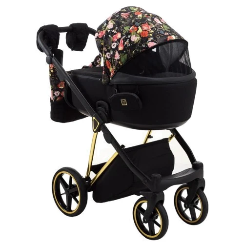Универсальная коляска 2 в 1 Adamex Porto Special Edition Gold Flowers-1 черная (625663): Ширина шасси 57 см