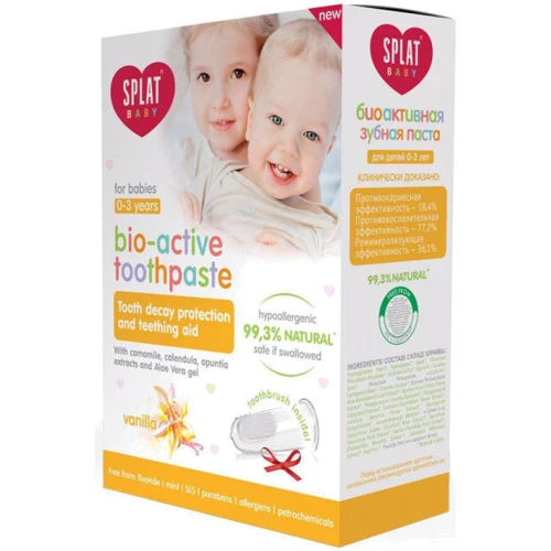 SPLAT Baby 0-3 40 ml Зубная паста детская Ваниль + Зубная щеточка: Возраст От 6 месяцев