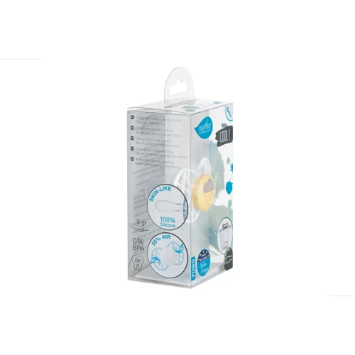 Пустушка Nuvita Air55 Cool симетрична з ковпачком LOVE 6m+ жовто-сіра (NV7085SC): Вид пустушки классическая