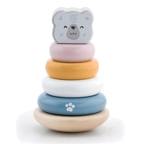 Дерев'яна пірамідка Viga Toys PolarB Білий ведмедик Неваляшка (44005)