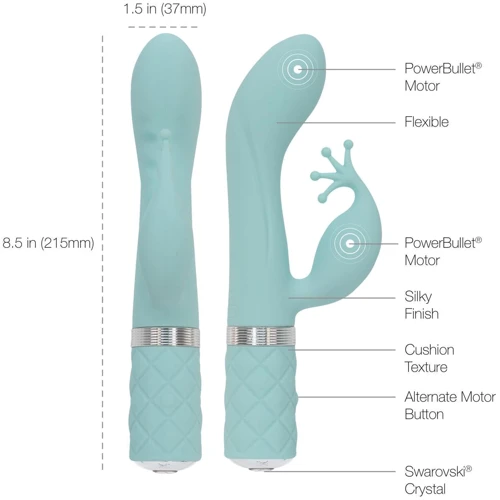 Роскошный вибратор PILLOW TALK - Kinky Teal с кристаллом Сваровски