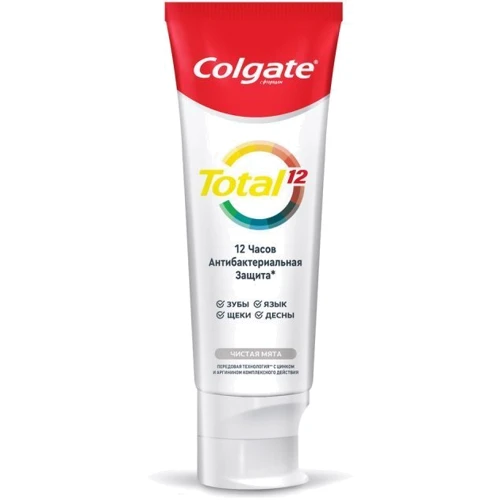 Colgate Зубная паста Total 12 Антибактериальная Чистая Мята 75 мл: Класс косметики Масс-маркет