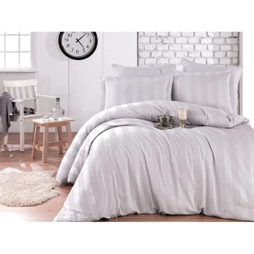 Комплект постільної білизни Hobby Exclusive Sateen Diamond Wafel Gri сатин євро сірий (37806_2,0)