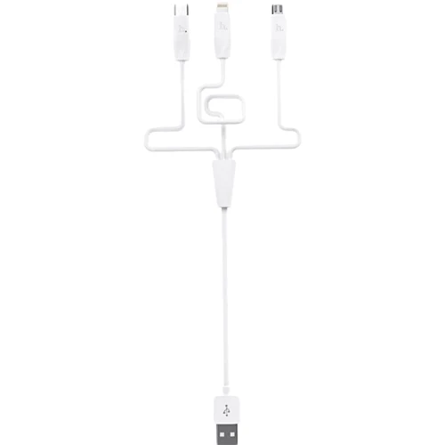 Кабель Hoco USB Cable to Lightning/microUSB/USB-C X1 1m White