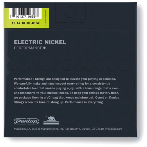 Струна для гитар Струны DUNLOP DEN1152 PERFORMANCE+ ELECTRIC GUITAR STRINGS (11-52): Тип Комплект струн