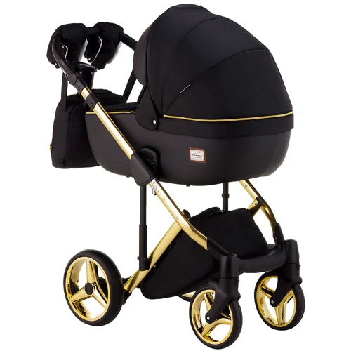 Коляска 2 в 1 Adamex Luciano Polar (Gold) Q85 чорний - чорна шкіра (видавлені точка) (623376): Можливість встановлення люльки є
