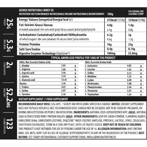 Протеин Genius Nutrition Whey-X5 33 g / 1 serving / Bueno chocolate: Вид Сывороточные