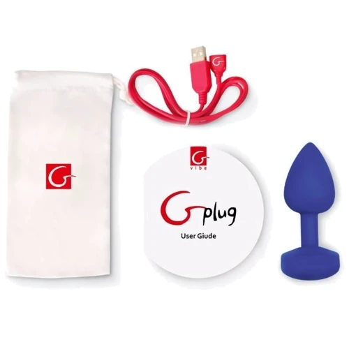 Маленькая дизайнерская анальная пробка с вибрацией Gplug - Gvibe (Англия) , ярко-синий
