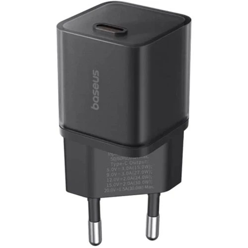 Зарядное устройство Baseus Wall Charger USB-C GaN 5S 30W Black (P10162504113-00): Особенности Быстрая зарядка, Power Delivery (PD), USB-C