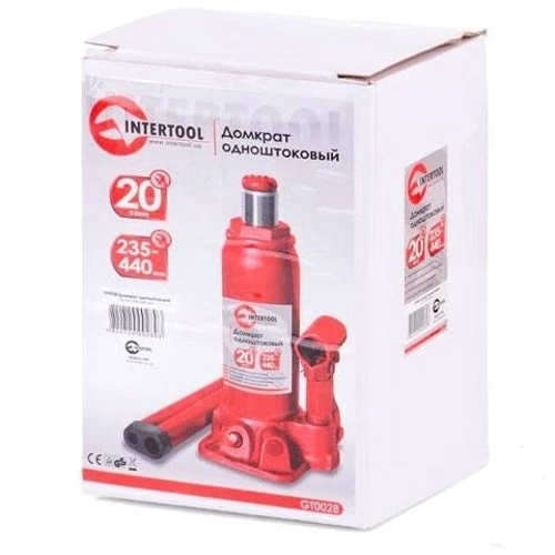 Гідравлічний домкрат Intertool GT0028: Висота підйому, см 44