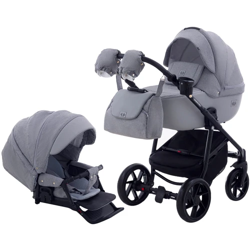 Коляска 2 в 1 Adamex Hybryd Plus BR204 светло-серый - серая кожа (выдавленная точка) (623886)