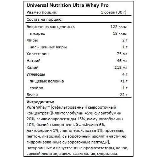 Протеин Universal Nutrition Ultra Whey Pro 909 g /30 servings/ Vanilla: Вид Сывороточные