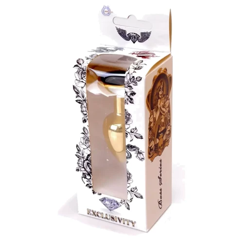 Анальная пробка с кристаллом BOSS of TOYS Boss Series - Jewellery Gold PLUG Black S, BS6400020