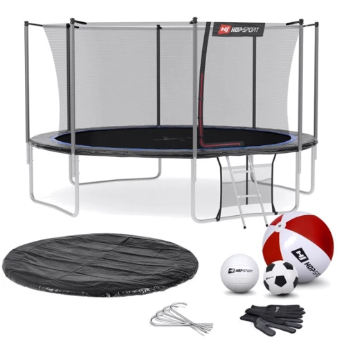 Батут Hop-Sport 14ft black/blue чорно-синій із внутрішньою сіткою 427 см