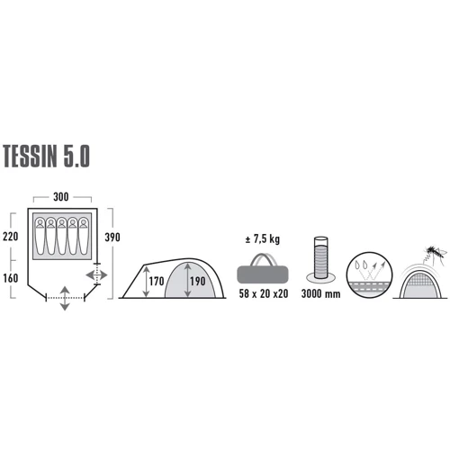 Палатка High Peak Tessin 5 Nimbus Grey