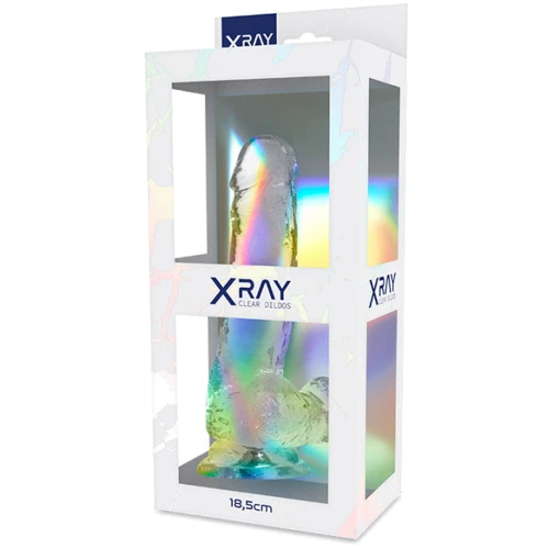 Прозрачный фаллоимитатор с мошонкой XRAY, 18.5 см