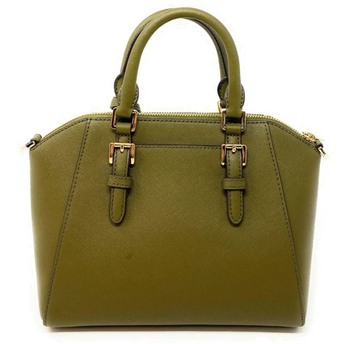 Женская сумка тоут Michael Kors оливковая (192877694311): Фактура Сафьяно, Матовая