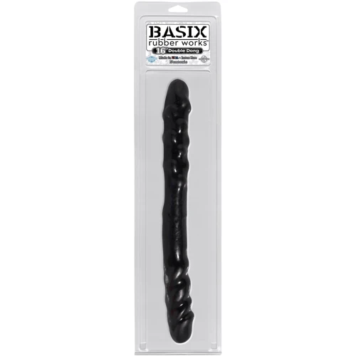 Двойной фаллоимитатор BASIX 16, 38x3.8 см, черный