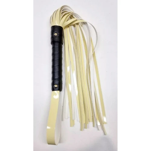 Флоггер из искусственной лакированной кожи Flirty ECO Varnish Leather - Black & Yellow, BL-00042
