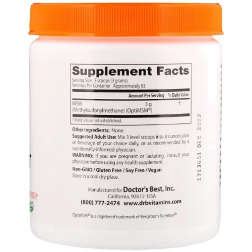 Doctor's Best MSM Powder with OptiMSM 8.8 oz (250 g) (DRB-00076): Тип MSM