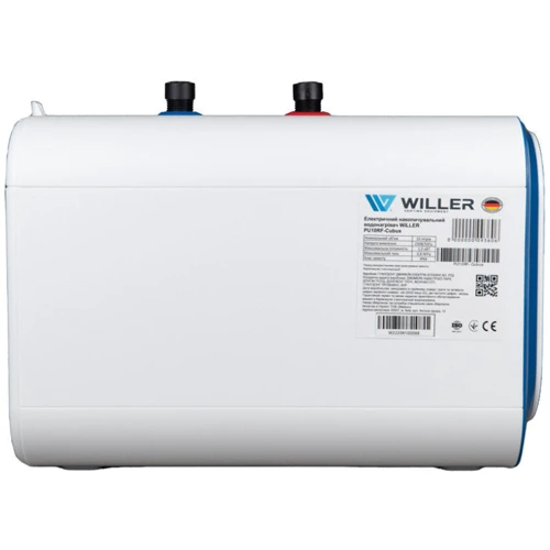 Бойлер Willer PU07RF-Cubus: Монтаж горизонтальный (под мойкой)