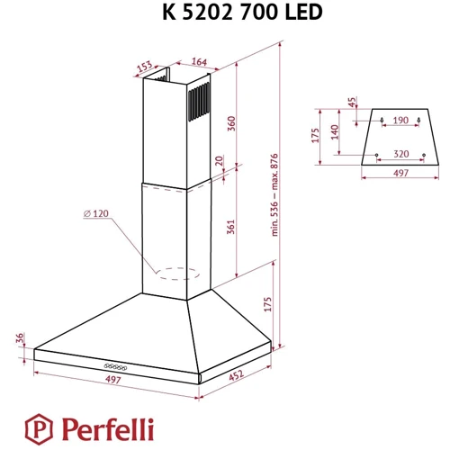 Вытяжка Perfelli K 5202 WH 700 LED фото 10