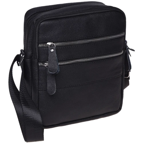 Мужская сумка через плечо Borsa Leather черная (K13923- black)
