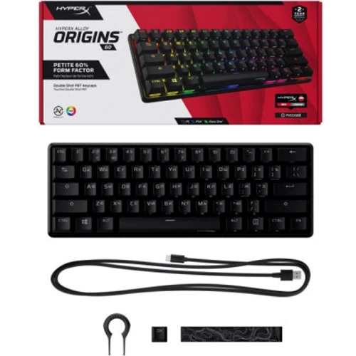 Клавиатура HyperX Alloy Origins 60 (HKBO1S-RB-RU/G, 4P5N0AA): Дополнительно подсветка клавиш