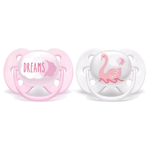 Пустышка Philips AVENT Ultra Soft для девочек 0-6 мес 2 шт (SCF222/02): Форма соски ортодонтическая