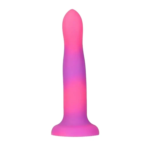 Светящийся в темноте фаллоимитатор ADDICTION - Rave - 8" Glow in the Dark Dildo - Pink Purple