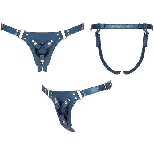 Трусики для страпону Strap-On-Me Leatherette Harness Generous - One Size - Blue
