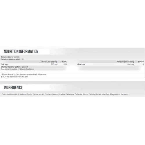 Scitec Nutrition Super Guarana 100 tabs (50 servings): Тип Комплекс до тренировки