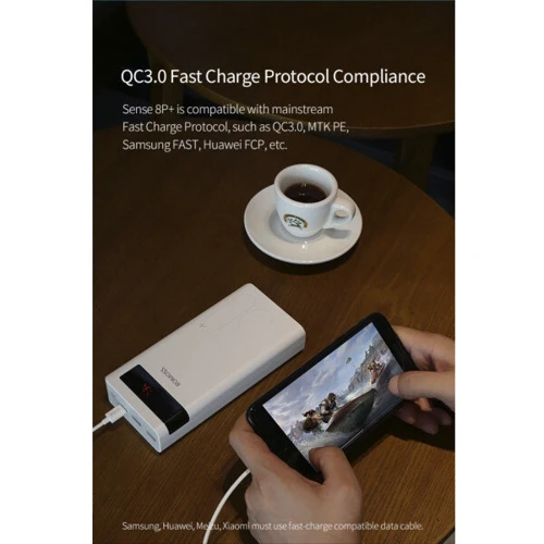 Зовнішній акумулятор Romoss Power Bank 30000mah Sense8P+ White (PHP30-515-1134): Ємність батареї, мАг 30000